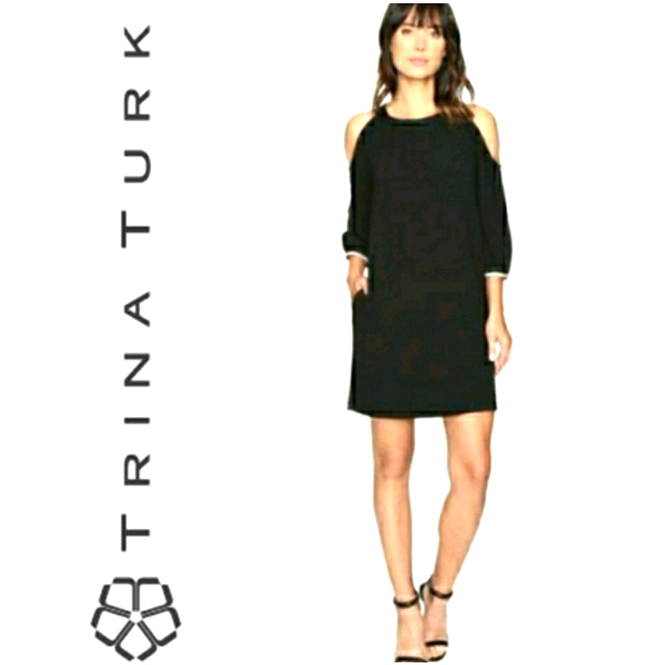 Nwt Trina Turk Cold Shoulder Black Cocktai